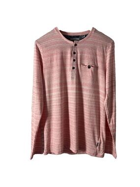 Ted Baker Pink Striped Polo Henley pink and white EUR 3 US M 40 chest